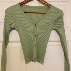 Green Ribbed Cardigan from YesStyle